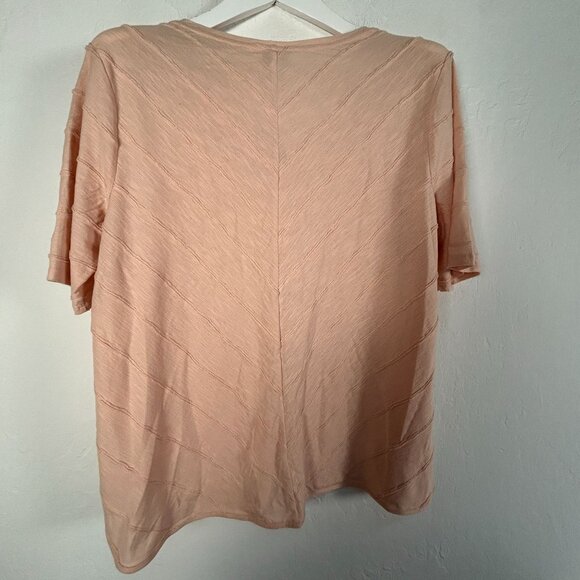 Chico's Womens Blush Peach V-Neck Mitered Texture Knit Top Size 3, XL New $59 - Picture 2 of 7